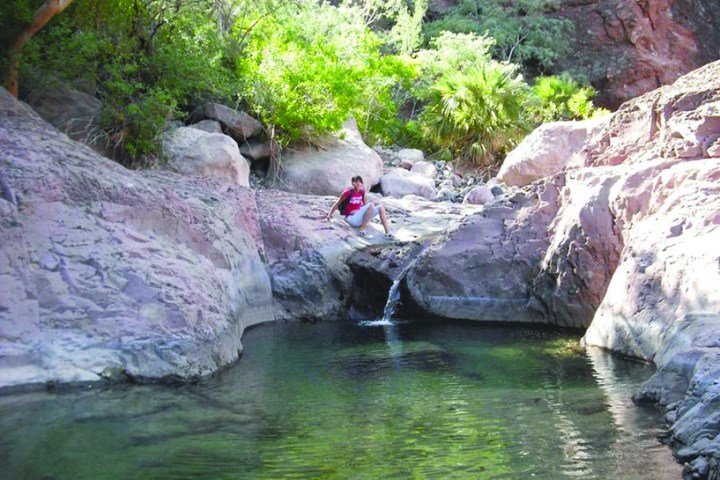 water next to the rock